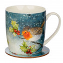 Krūze Jan Pashley Christmas Robin Porcelain Mug & Coaster Set